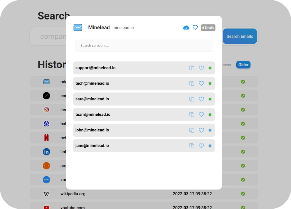Minelead email finder